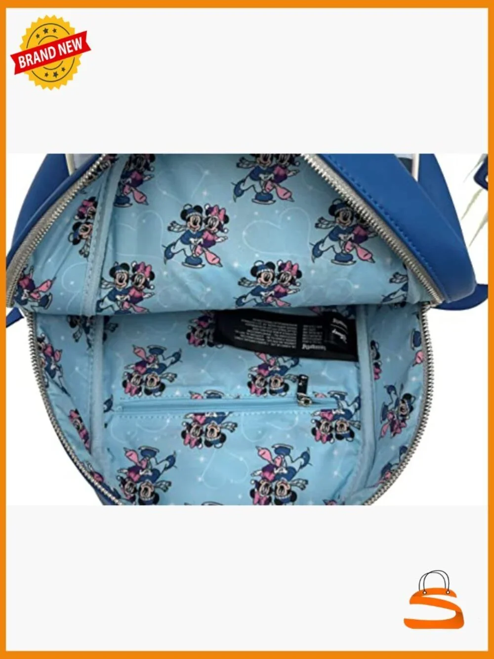 Mickey & Minnie Mouse Winter Skating Scene Double Strap Shoulder Bag